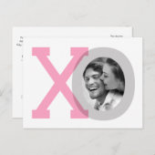 XO grijs roze bruiloft opslaan datum foto Briefkaa Aankondigingskaart (Voorkant / Achterkant)