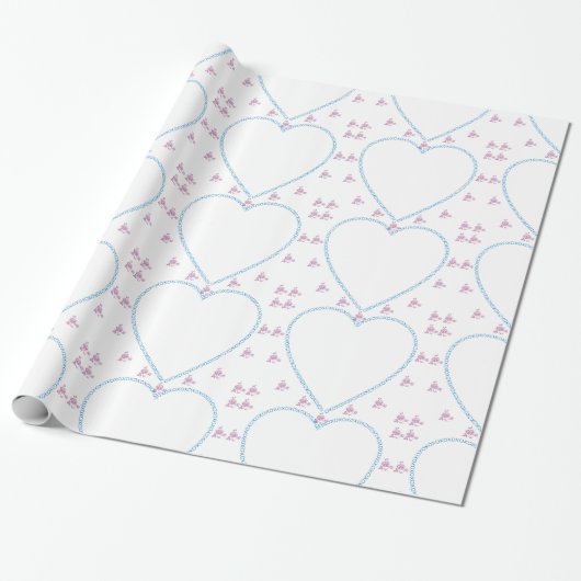 XO Heart Lijst Blue en Paars Cadeaupapier (Uitgerold)