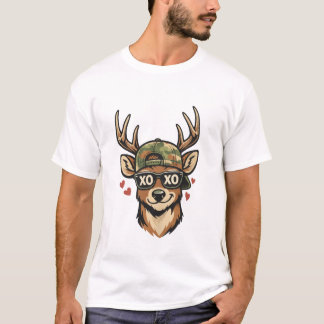 XO Herten in camouflagehoed – Grappig Valentijnson T-shirt
