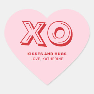 XO kussen en knuffels roze rood moderne aangepaste Hart Sticker