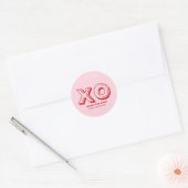 XO kussen en knuffels roze rood moderne aangepaste Ronde Sticker (Envelop)