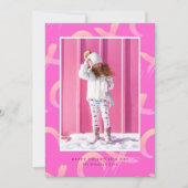 XO Motif Neon Pink Photo Carte Saint Valentin (Devant)