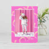 XO Motif Neon Pink Photo Carte Saint Valentin (Debout devant)