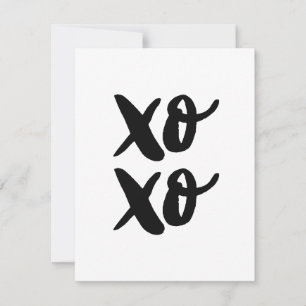 XO. Valentijnsdag knuffels en kussen. Black Feestdagenkaart