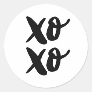XO. Valentijnsdag knuffels en kussen. Black Ronde Sticker