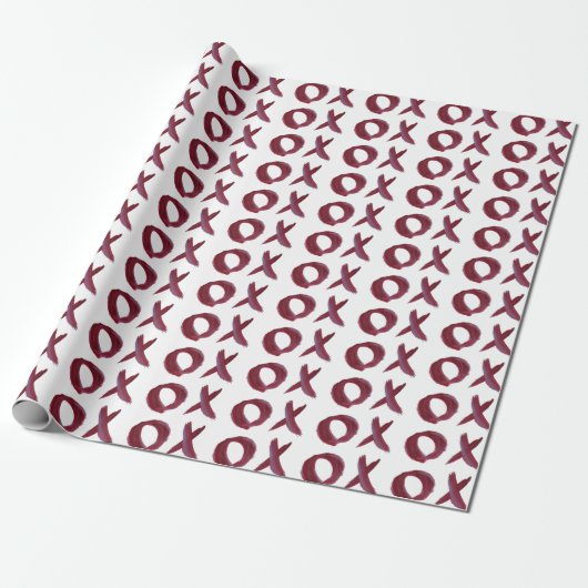 XO X O Hugs & Kisses in Red Trendy Wrapping Paper Cadeaupapier (Uitgerold)