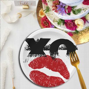 XO XO kus me retro Paper Borden / BBQ, Fun Party Papieren Bordje