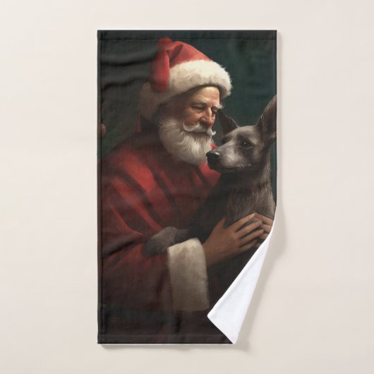Xoloitzcuintli avec Noël Festif du Père Noël (Serviette à main)