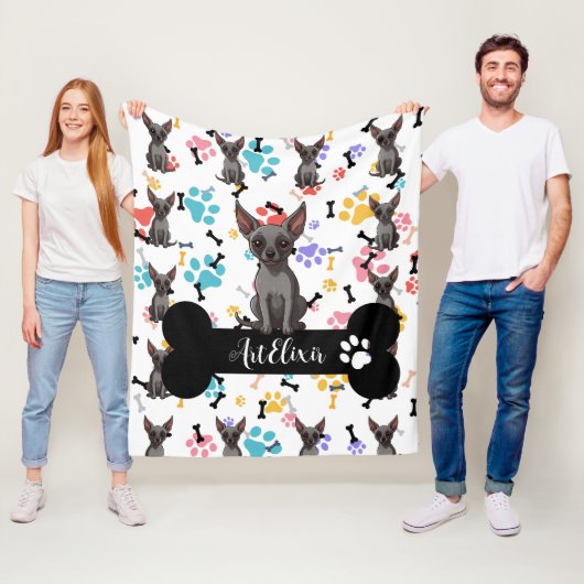 Xoloitzcuintli Botten en poten afdrukken Fleece Deken (In situ)