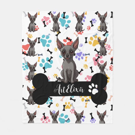 Xoloitzcuintli Botten en poten afdrukken Fleece Deken (Voorkant)