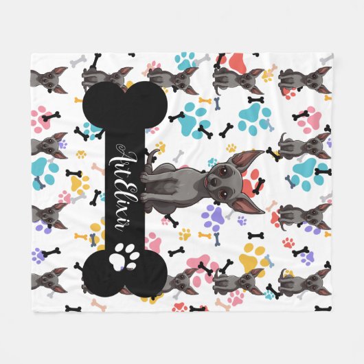 Xoloitzcuintli Botten en poten afdrukken Fleece Deken (Voorkant (Horizontaal))