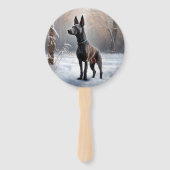 Xoloitzcuintli Laat het sneeuwen Kerstmis Handwaaier (Achterkant)