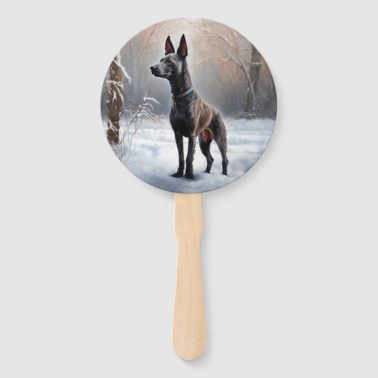 Xoloitzcuintli Laat het sneeuwen Kerstmis Handwaaier (Voorkant)