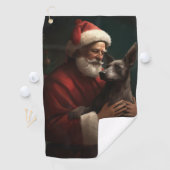Xoloitzcuintli met Kerstman Feestelijke Kerstmis Golfhanddoek (Insitu)