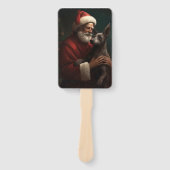 Xoloitzcuintli met Kerstman Feestelijke Kerstmis Handwaaier (Voorkant)