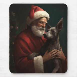 Xoloitzcuintli met Kerstman Feestelijke Kerstmis Muismat