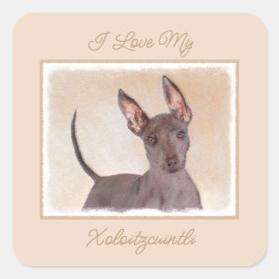 Xoloitzcuintli schilderen - Kute Original Dog Art Vierkante Sticker