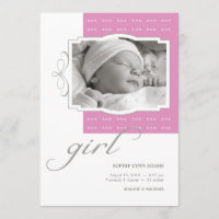 XOX Girl Custom Photo Faire-part de naissance