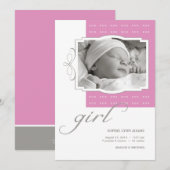 XOX Girl Custom Photo Faire-part de naissance (Devant / Derrière)