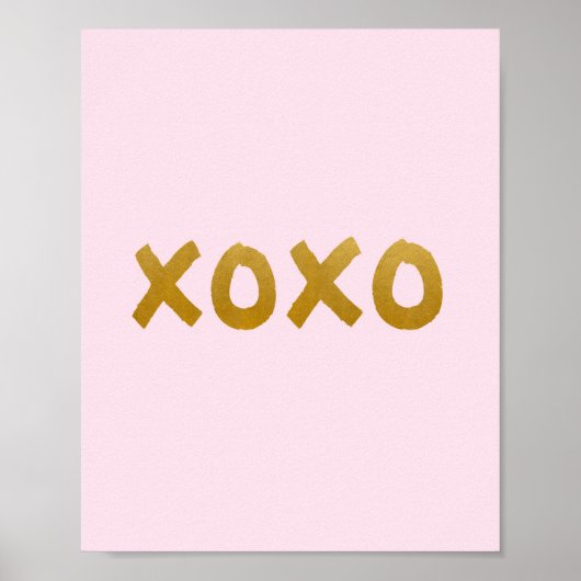 xoxo - Art print - Roze - Gold - Decor (Voorkant)