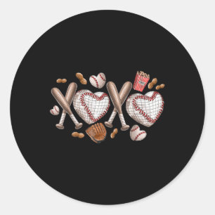 Xoxo Baseball Boys Valentijnsdag Shirten Mannen Vr Ronde Sticker
