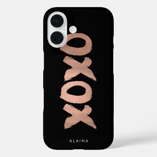 XOXO Black & Faux Roos Gold Brusking Case-Mate iPhone Case (Achterkant)