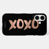 XOXO Black & Faux Roos Gold Brusking Case-Mate iPhone Case (Achterkant (horizontaal))
