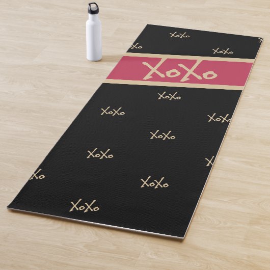 XOXO Black Hot Pink Gold Typografie Cute Yogamat (In situ)