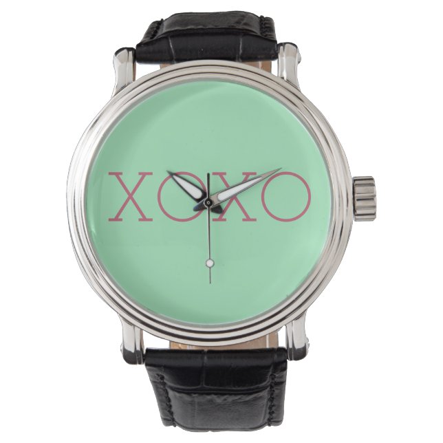 XOXO Black Leather Strap Watch Horloge (Voorkant)