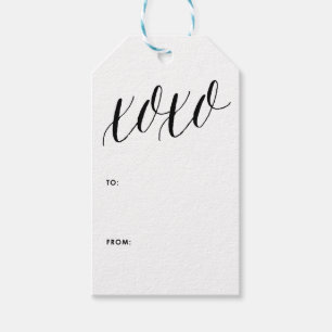 XOXO Black Modern Calligraphy Gift Label Cadeaulabel