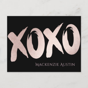 XOXO Blush Pink Hand Letterig penseelscript leeg Briefkaart