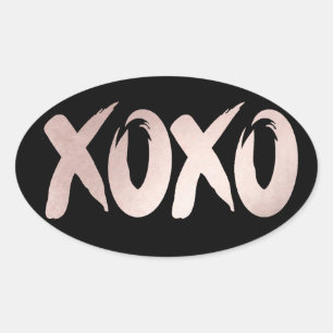 XOXO Blush Pink Hand Letterig penseelscript Ovale Sticker