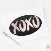 XOXO Blush Pink | Hand Letterig penseelscript Ovale Sticker (Envelop)