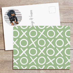 XOXO Brushstroke Aangepaste Hondenfoto Groen Moder Briefkaart