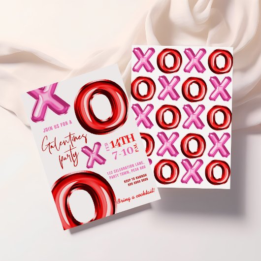 XOXO bulle de feuille Galentines Party Invitation