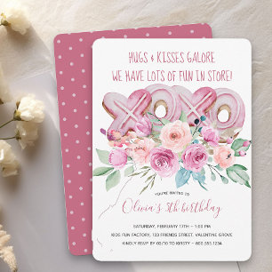 XOXO Cookies and Flowers Girls Birthday Invitation Kaart