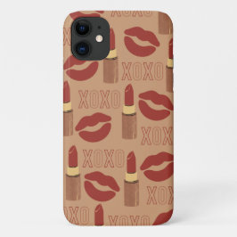 XOXO- en lipsticks-patroon iPhone 11 Hoesje