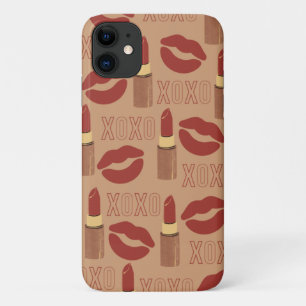 XOXO- en lipsticks-patroon iPhone 11 Hoesje