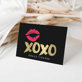 XOXO Faux Gold & Pink Lips Blank Groet Kaart