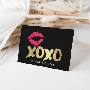 XOXO Faux Gold & Pink Lips Blank Groet Kaart