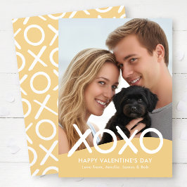 XOXO Fijne Valentijnsdag Foto Geel Modern Feestdagenkaart