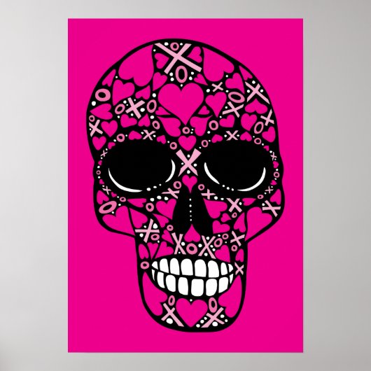 XOXO Forever - Poster van de schedel op roze (Voorkant)