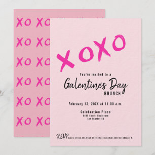 XOXO Galentine's Day Meiden Brunch Roze Modern Kaart