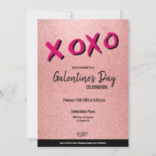 XOXO Galentine's Day Roos Gouden Valentijnse Parti Kaart