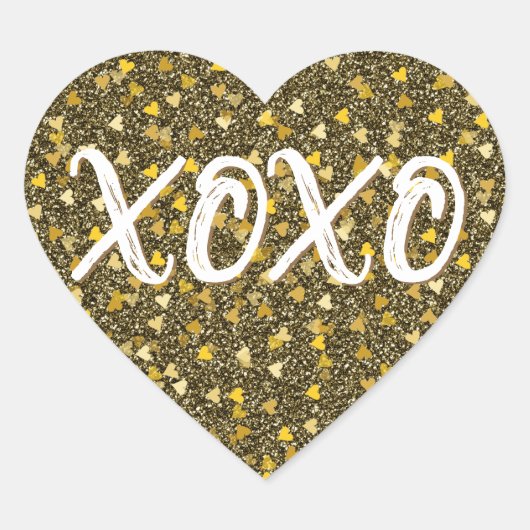 XOXO Gouden Harten Confetti Glitters Hart Sticker (Voorkant)