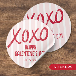 XOXO Hand Getekend Galentine's Day Feestje Ronde Sticker