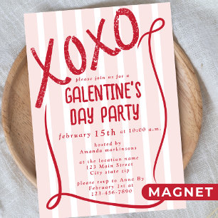 XOXO Hand Getekende Galentine's Day Feestje Magnetische Uitnodiging