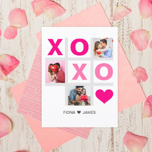 XOXO Happy Valentijnsdag Roze Hart Custom Foto Briefkaart