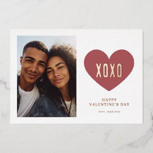 XOXO Hart Foto Valentijnsdag Folie Feestdagenkaart