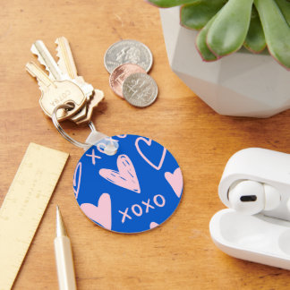 XOXO Hartjes Sleutelhanger – Mooie Blauwe & Roze S